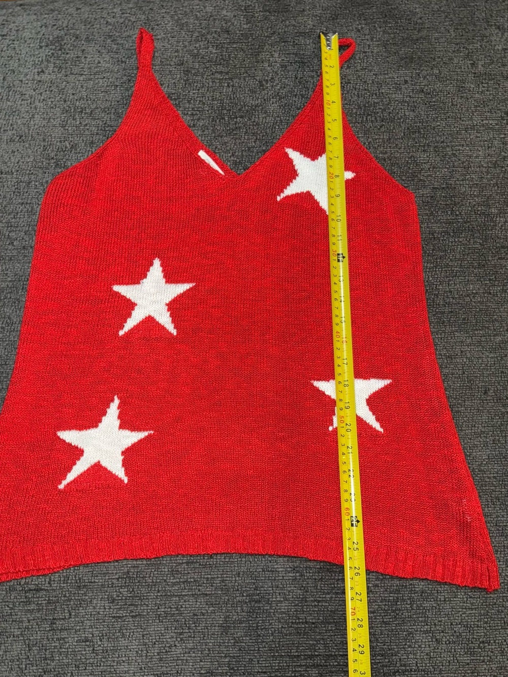 Maurices Star V Neck Sweater Tank Top Red White Size Large Patriotic - Picture 4 of 10